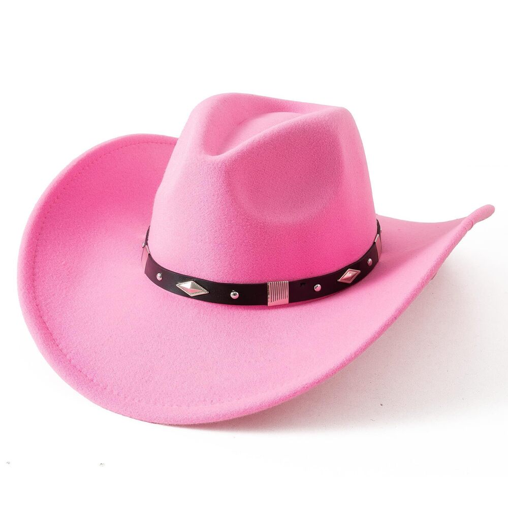 7750 Classic Felt Wide Brim Western Cowboy Cowgirl Hat with Belt